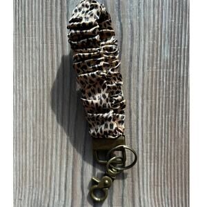 Scrunchie Wristlet Keychain Bag Purse Charm Leopard Print